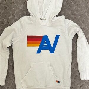 Aviator Nation White Hoodie with Orange Accent